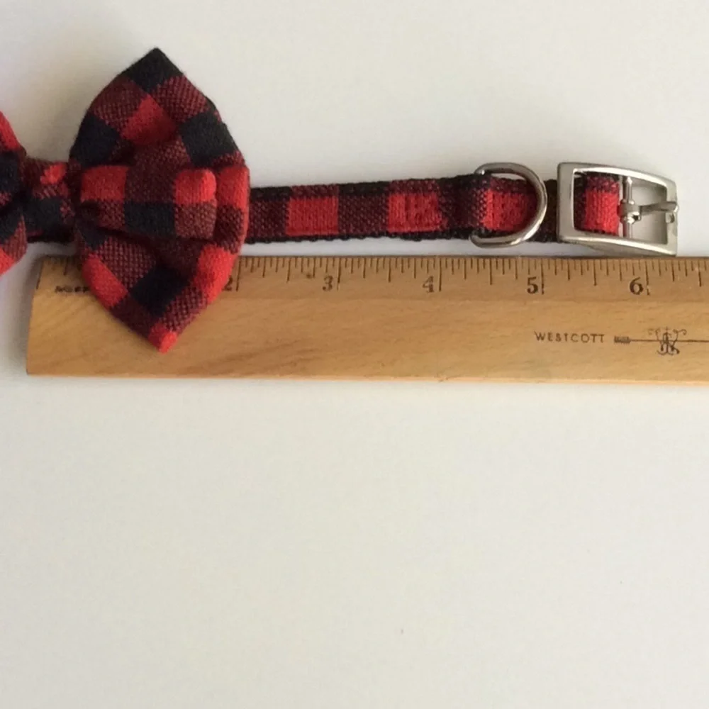 Red and Black Plaid Bow Tie Dog Collar